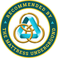 Alt: The Mattress Underground badge featuring recommended mattress resources and unbiased reviews for healthy sleep.