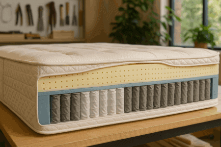 Comfortable memory foam mattress with pocket spring support, perfect for sleep health and mattress shopping, displayed indoors for mattress comparison and quality sleep solutions.