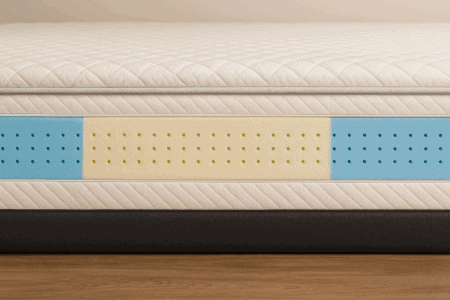 High-quality mattress cross-section showcasing support layers, foam comfort layers, and durable fabric cover for optimal sleep comfort and mattress durability.