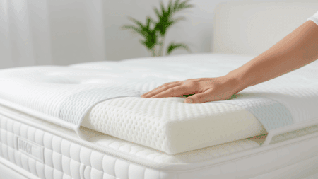 Memory foam mattress topper with breathable gel-infused foam for enhanced comfort and pressure relief, ideal for better sleep quality and support. Perfect for improving mattress comfort and durability.