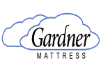 Soft cloud illustration with Gardner Mattress logo, emphasizing quality mattresses, sleep comfort, and mattress-buying guidance.